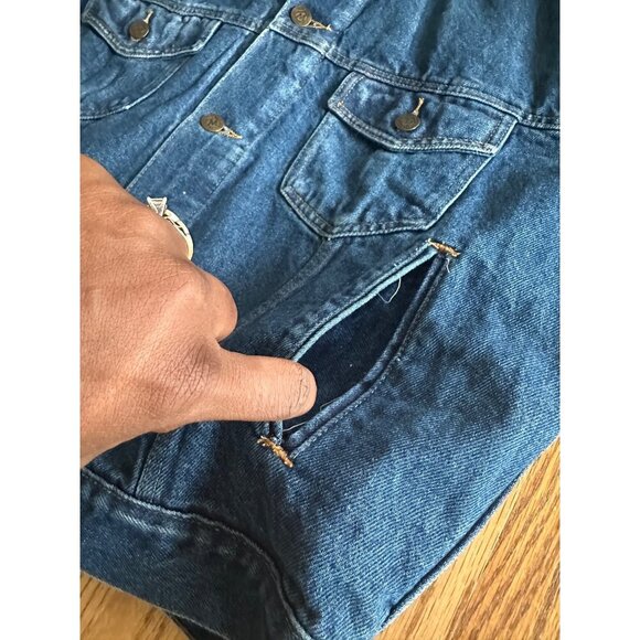 Vintage 90s Marlboro Country Denim Jacket With Leather Collar - Picture 12 of 13